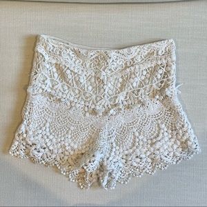 Ivory lace shorts